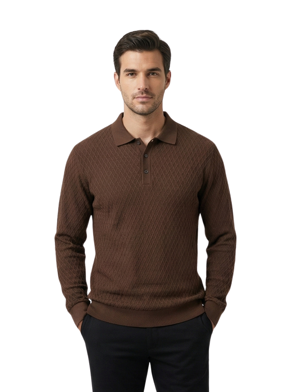 Textured Polo: Mocha Brown