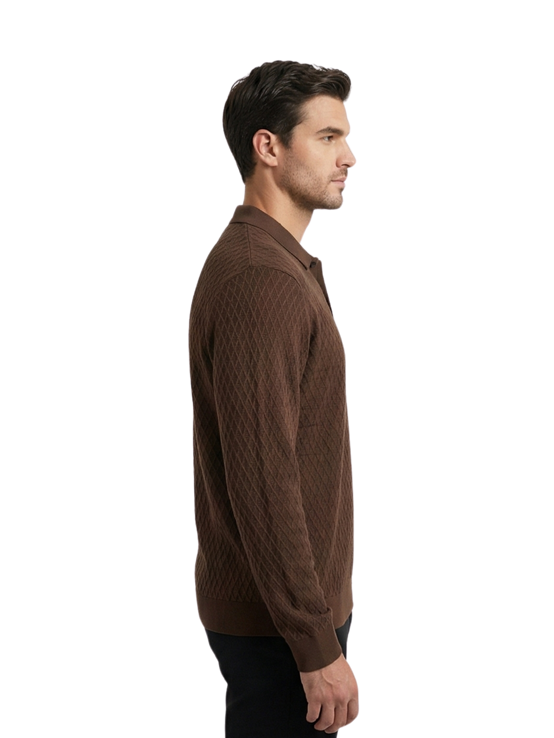 Textured Polo: Mocha Brown