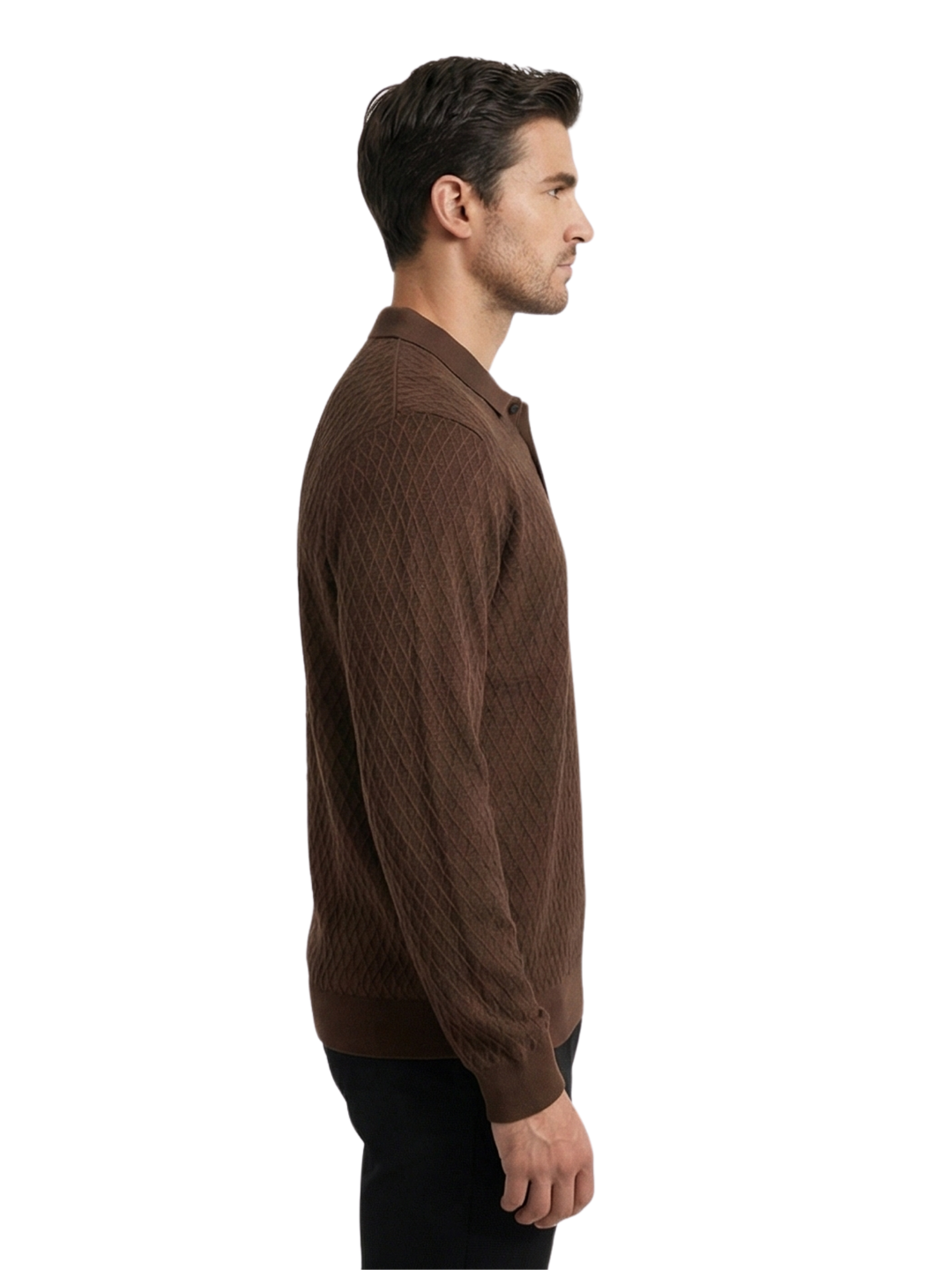 Textured Polo: Mocha Brown