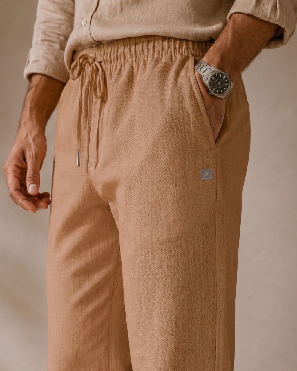 Linen Look Straight Fit Pants white