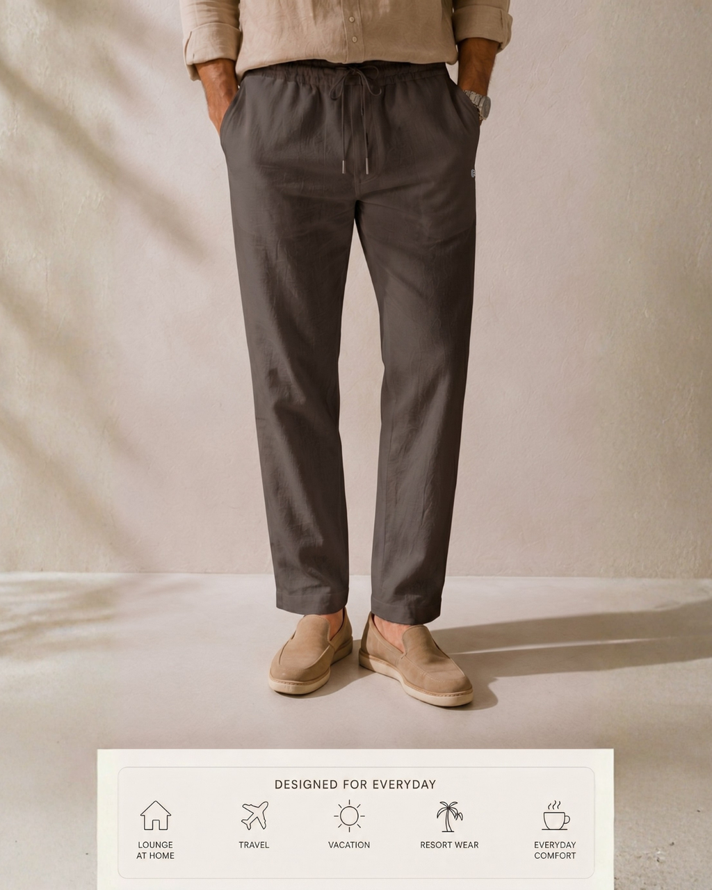 Linen Look Straight Fit Pants white