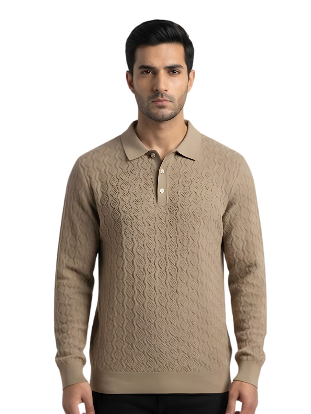 Textured Polo: Beige