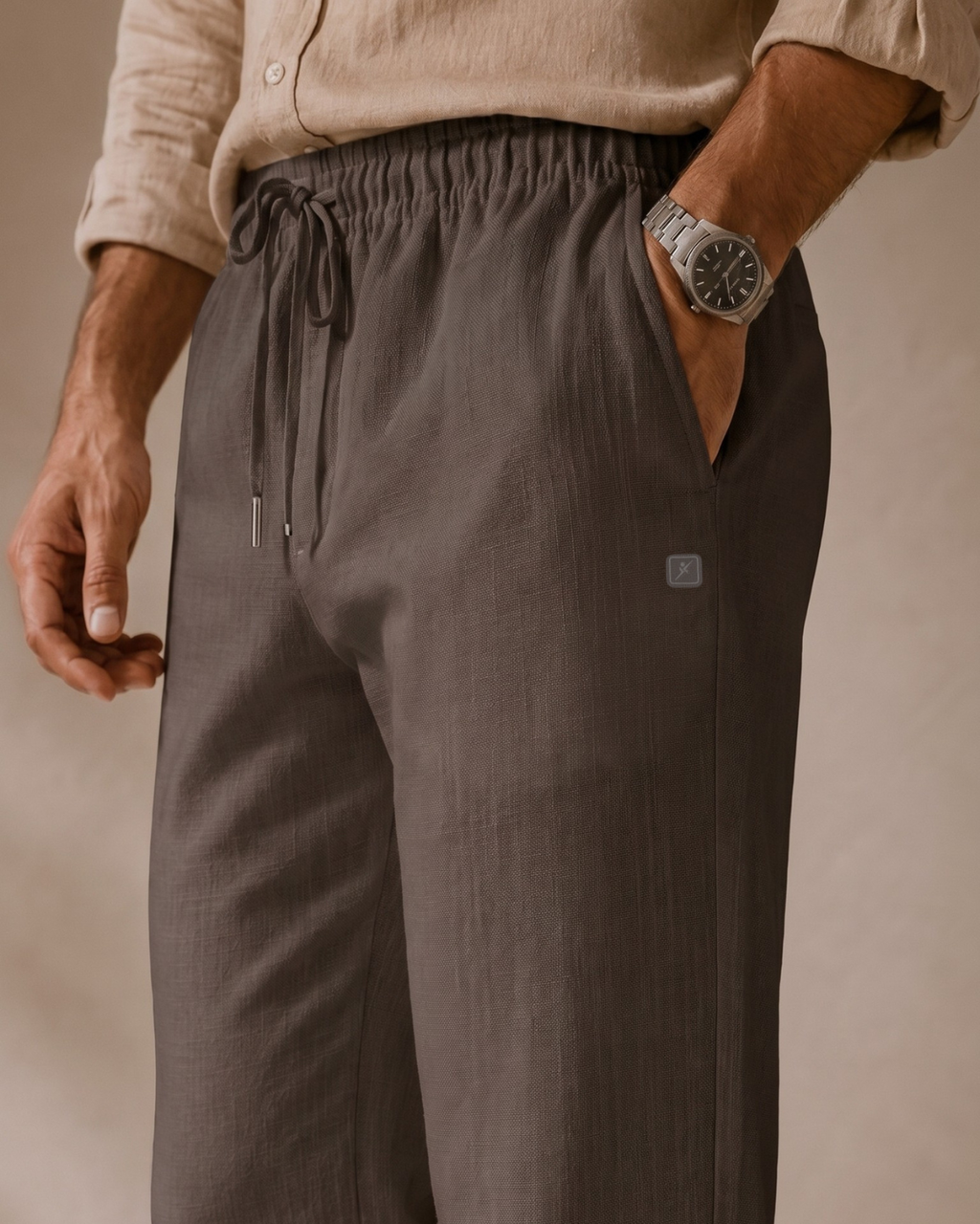 Linen Look Straight Fit Pants white