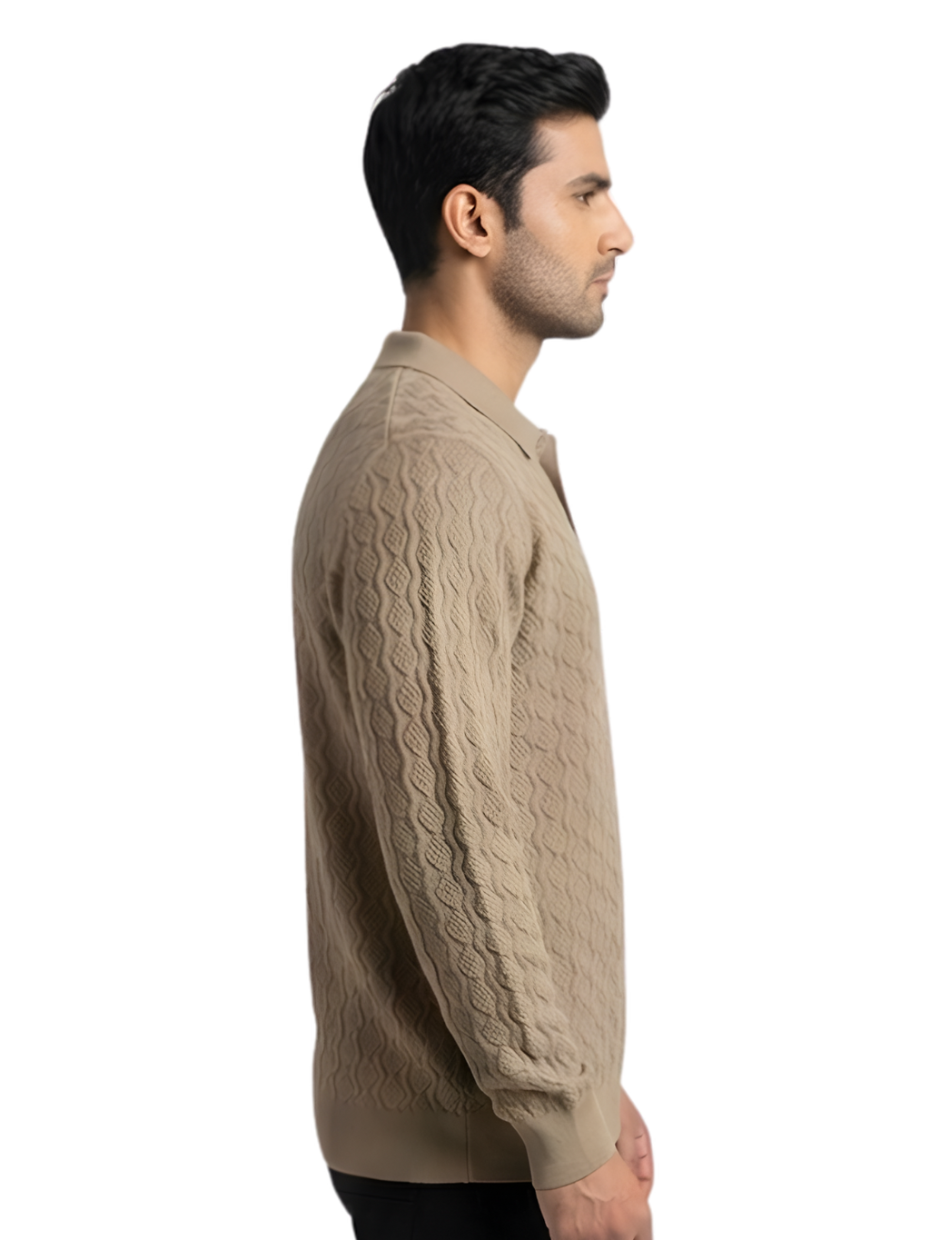 Textured Polo: Beige