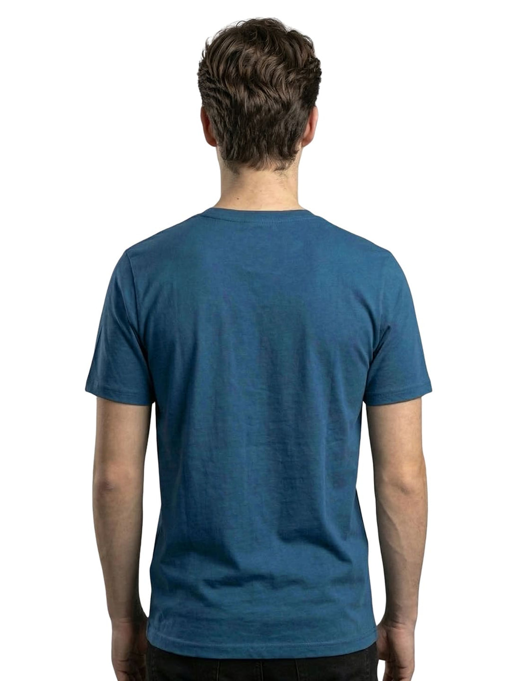 Indigo round neck half sleeves printed T-shirt