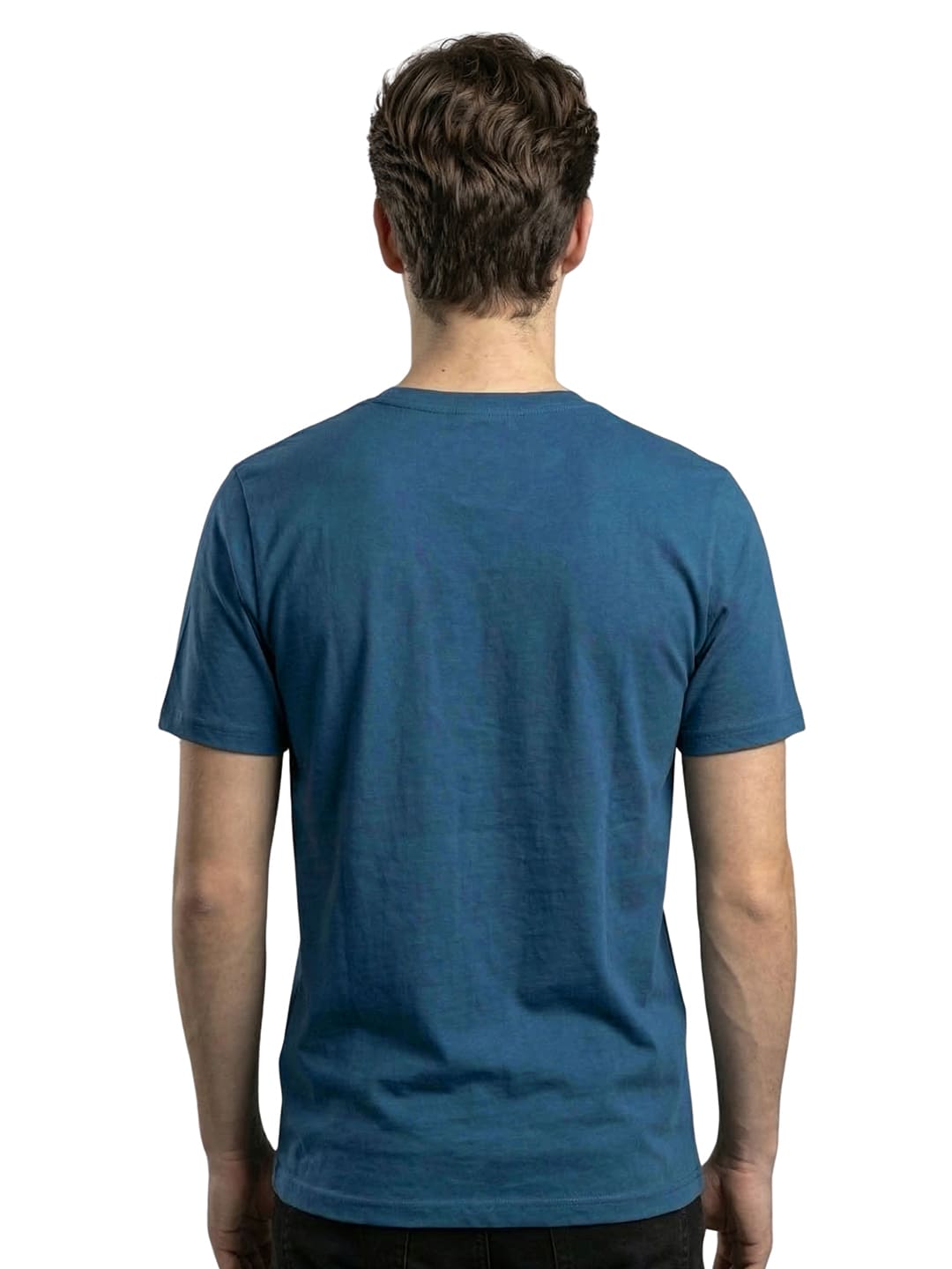 Indigo round neck half sleeves printed T-shirt