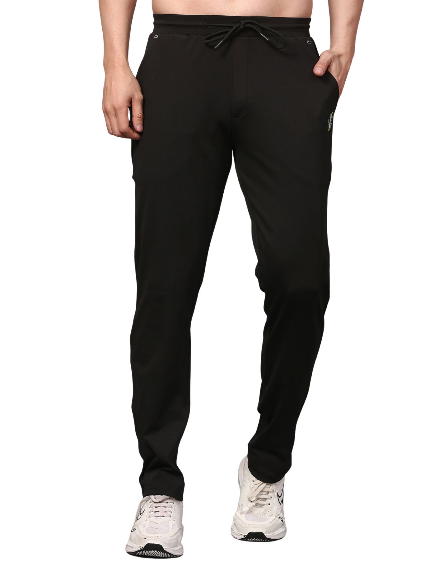 Men's Track Pants Slim Fit Joggers for Gen Z with Zipper Pocket Drawsting Black