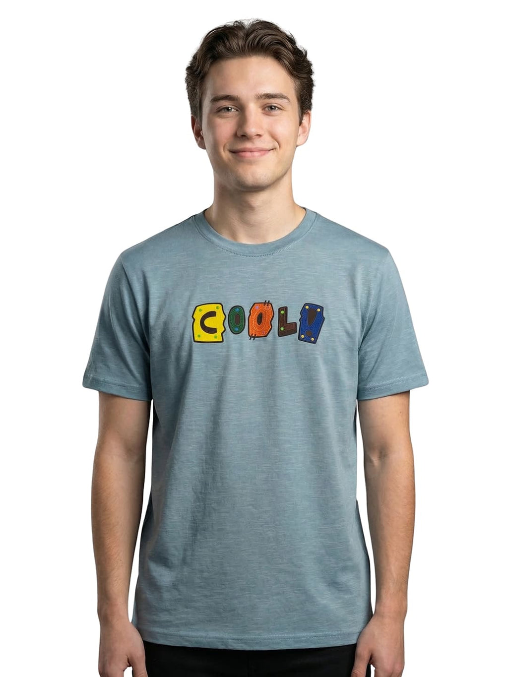 Blue round neck half sleeves T-shirt