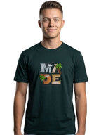 Dark green round neck half sleeves printed T-shirt