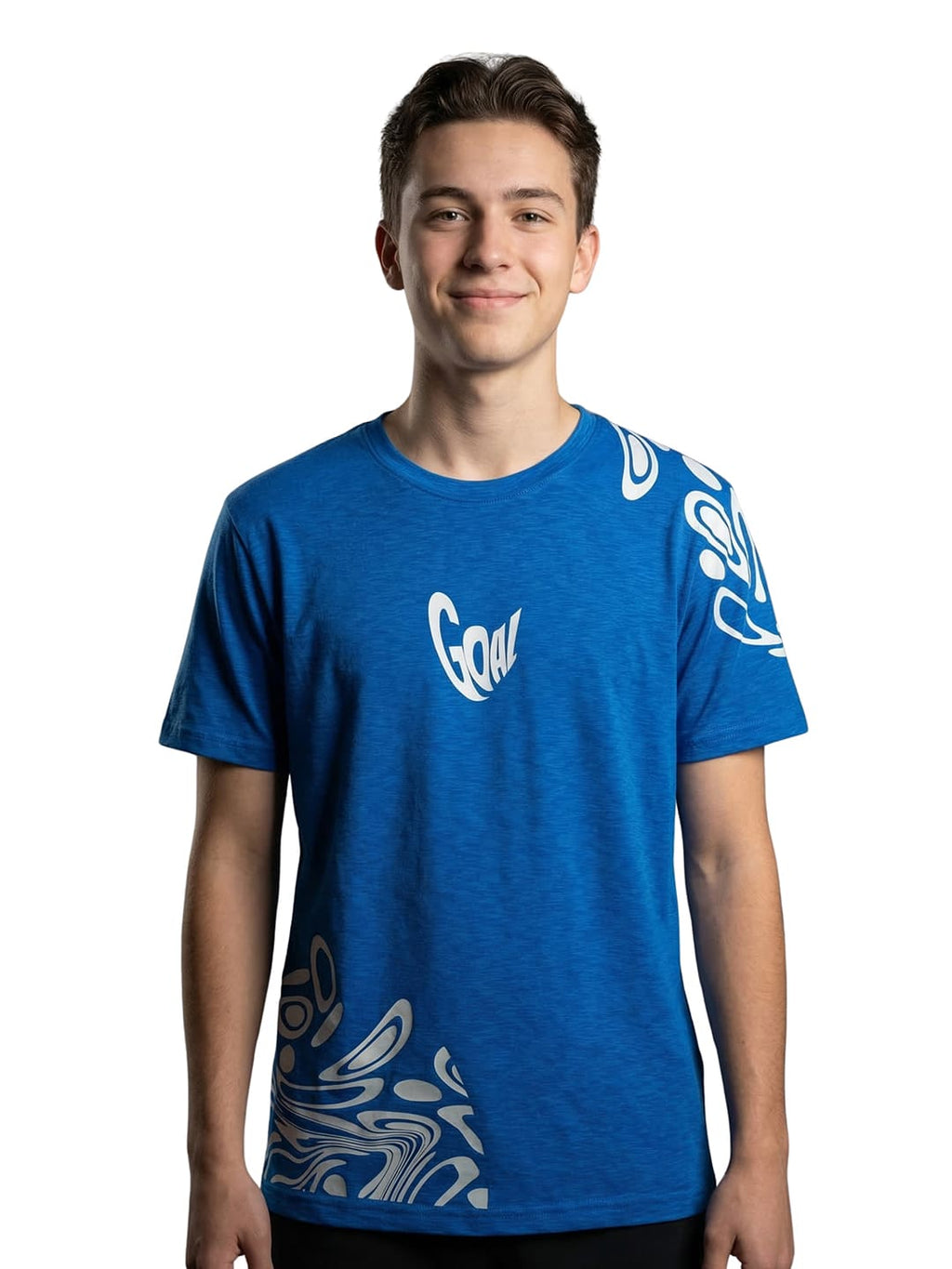 Blue round neck half sleeves casual wear T-shirt