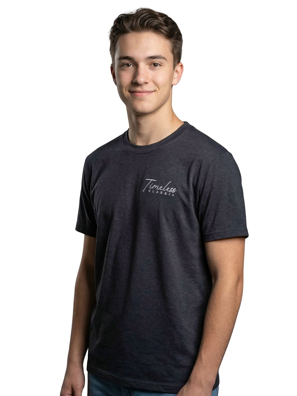 Black round neck half sleeves printed T-shirt