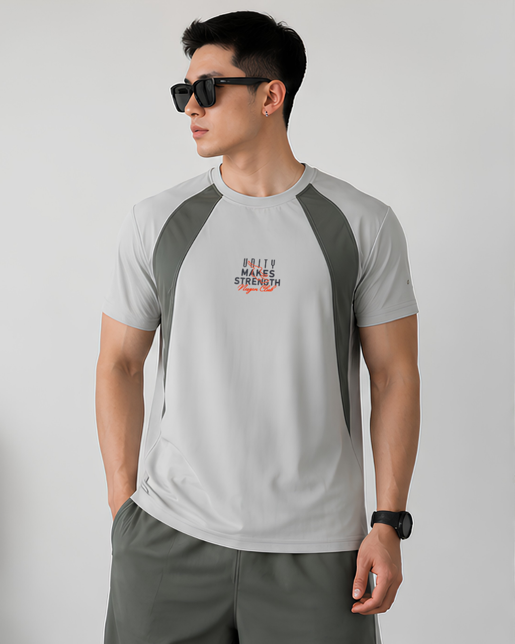 Men's Sports Co-ord Set – Unity Makes Strength | Light Grey & Charcoal