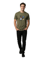 Olive round neck printed T-shirt