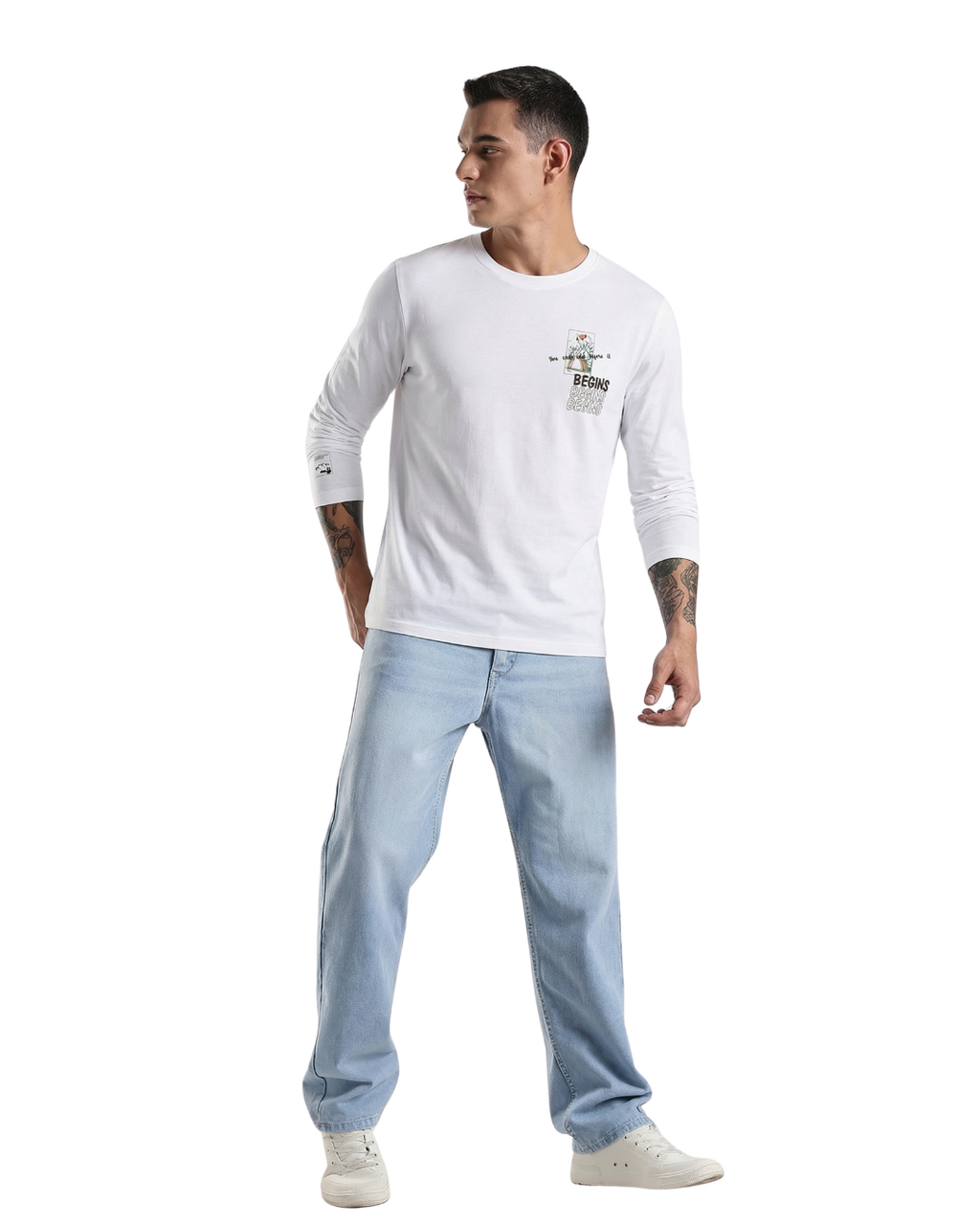 Begins Mountain Print Full Sleeve T-Shirt for Men