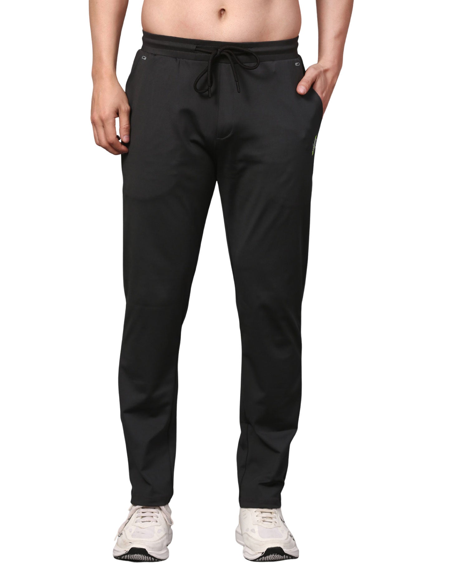 Men's Track Pants Slim Fit Joggers for Gen Z with Zipper Pocket Drawsting Charcoal