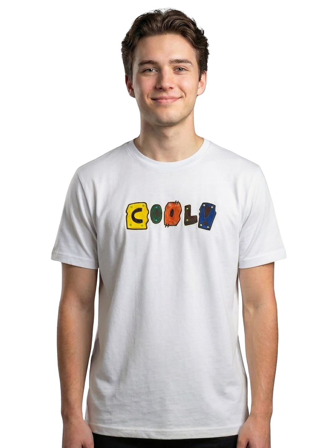 White round neck half sleeves printed T-shirt