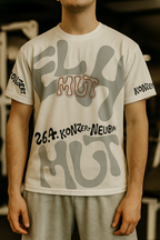 Grey-White Oversized Graphic Tee - Unisex