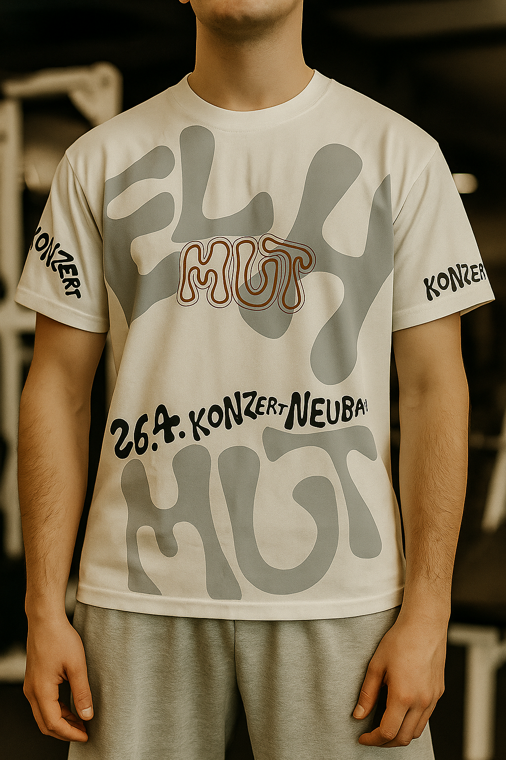 Grey-White Oversized Graphic Tee - Unisex