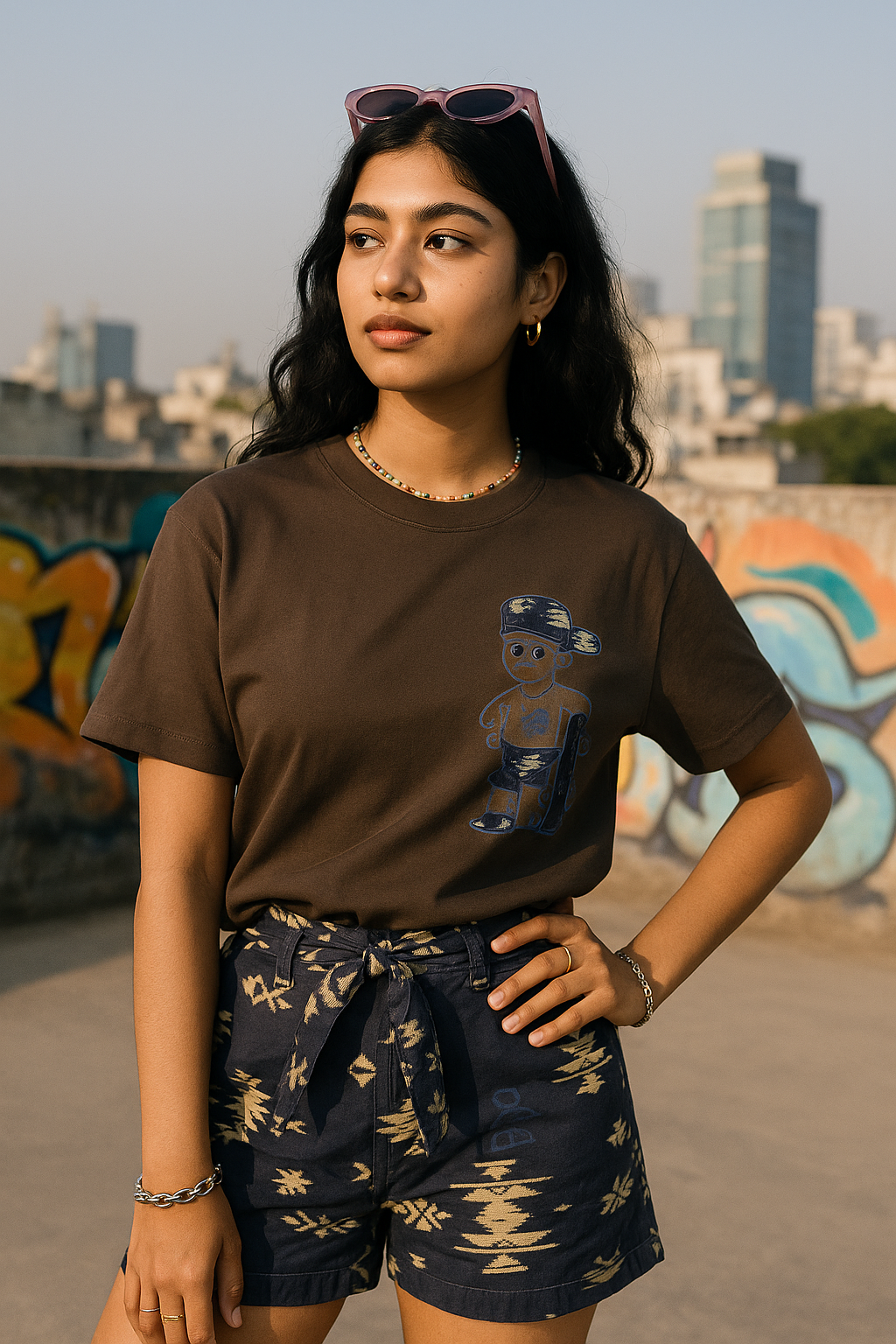 Vintage Brown Oversized Graphic Tee - Unisex