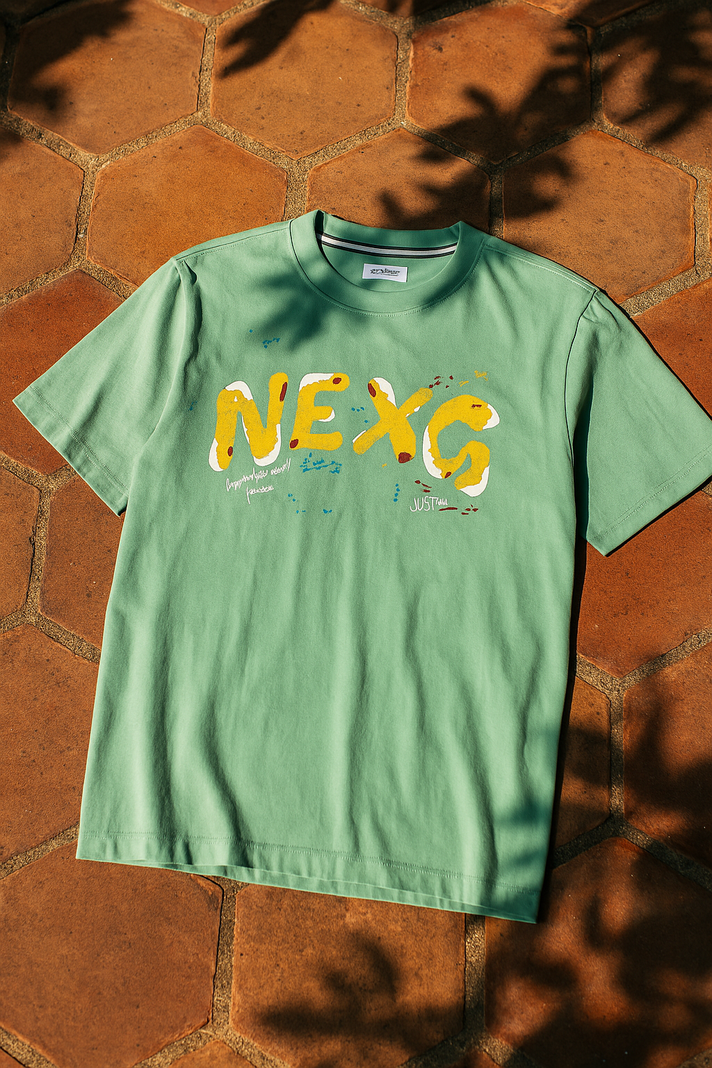 Sage Green Playful Oversized Graphic Tee - Unisex