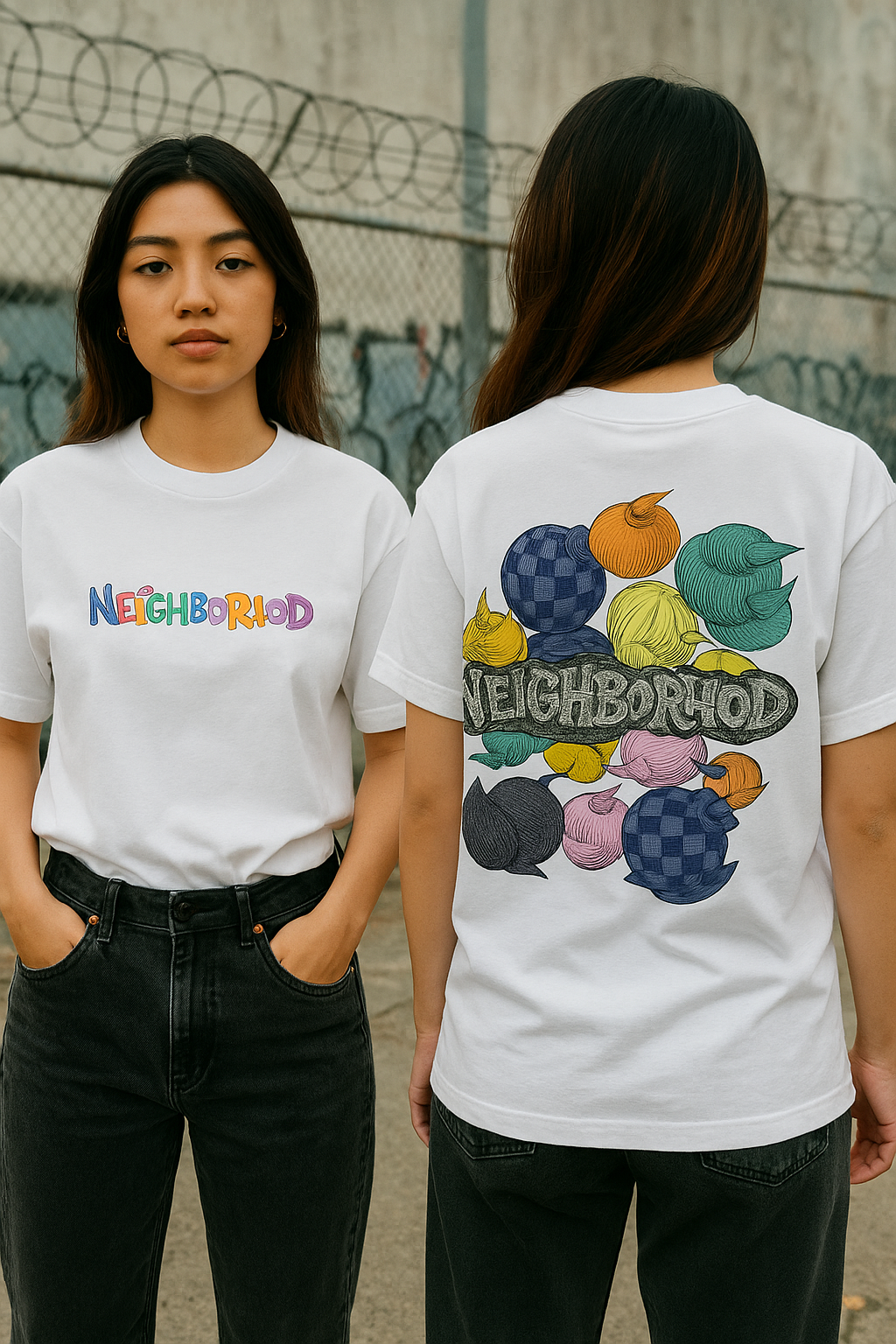 White Colorful Oversized Graphic Tee - Unisex