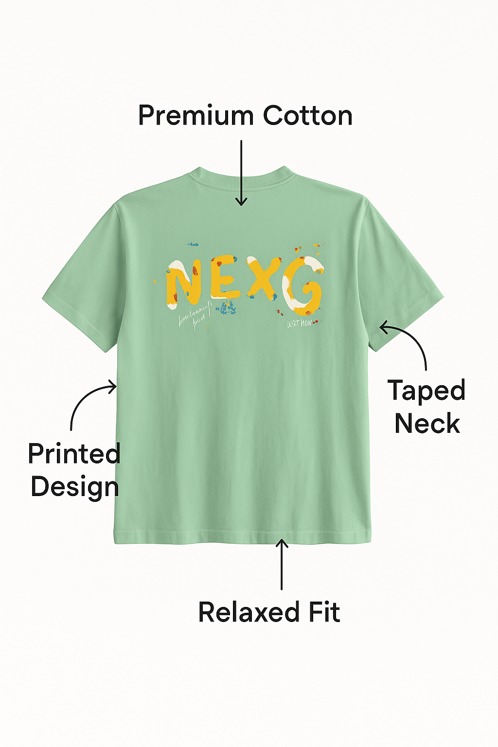 Sage Green Playful Oversized Graphic Tee - Unisex