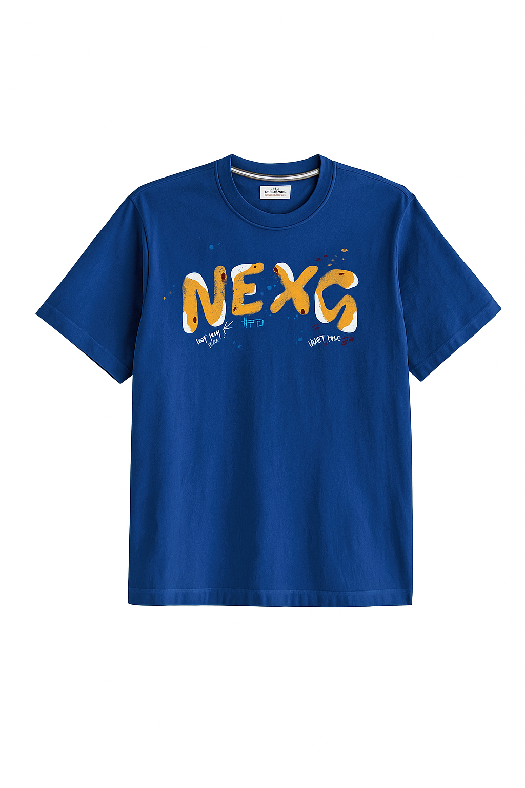 Deep Blue Playful Oversized Graphic Tee - Unisex