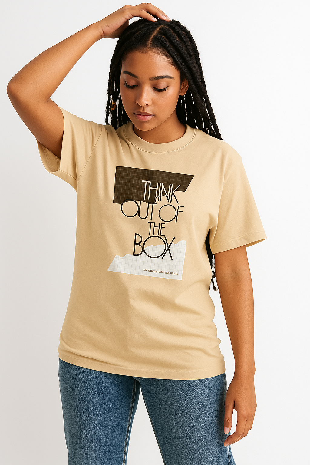Beige Oversized Graphic Tee - Unisex