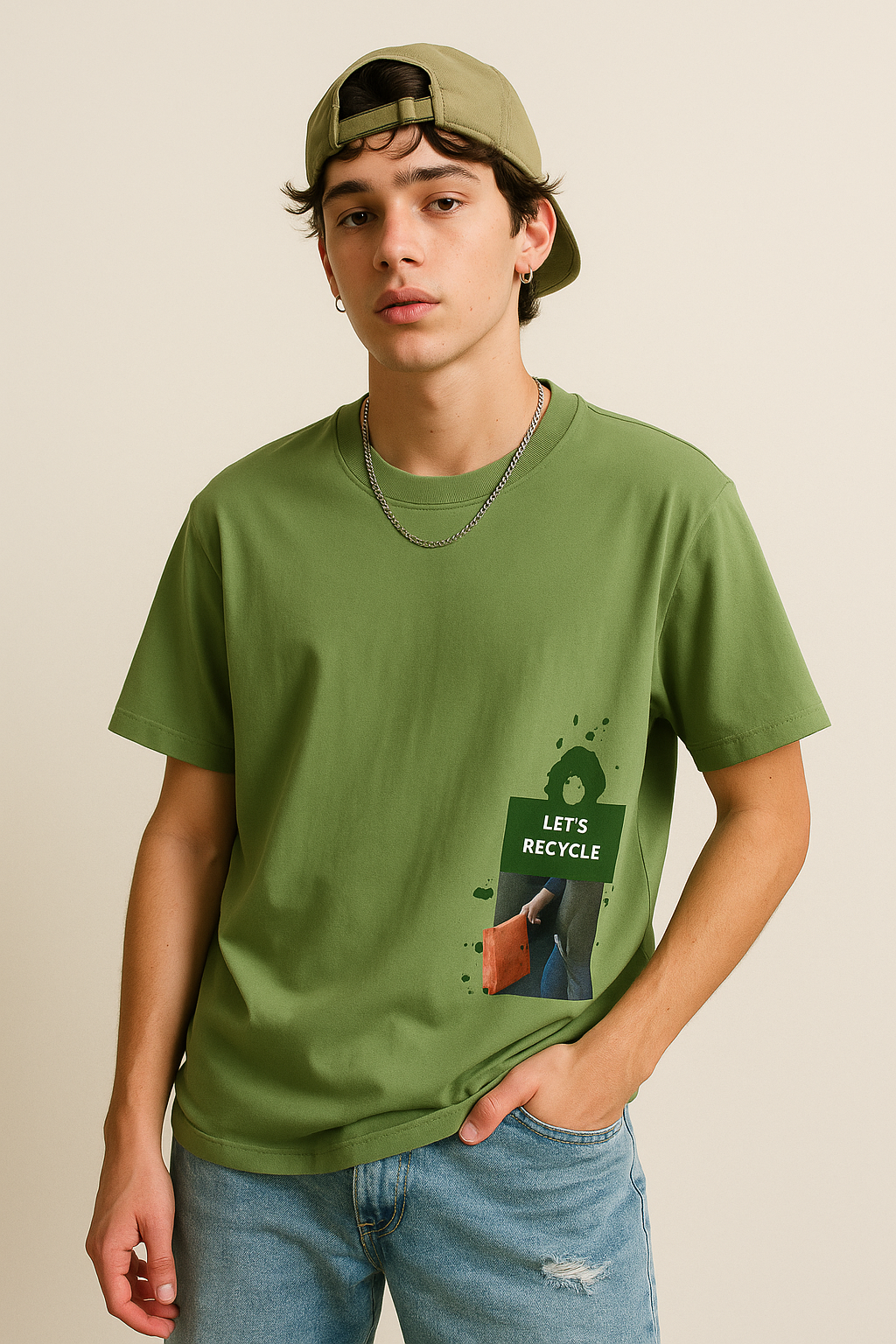 90's Aesthetic Sage Green Oversized Graphic Tee - Unisex