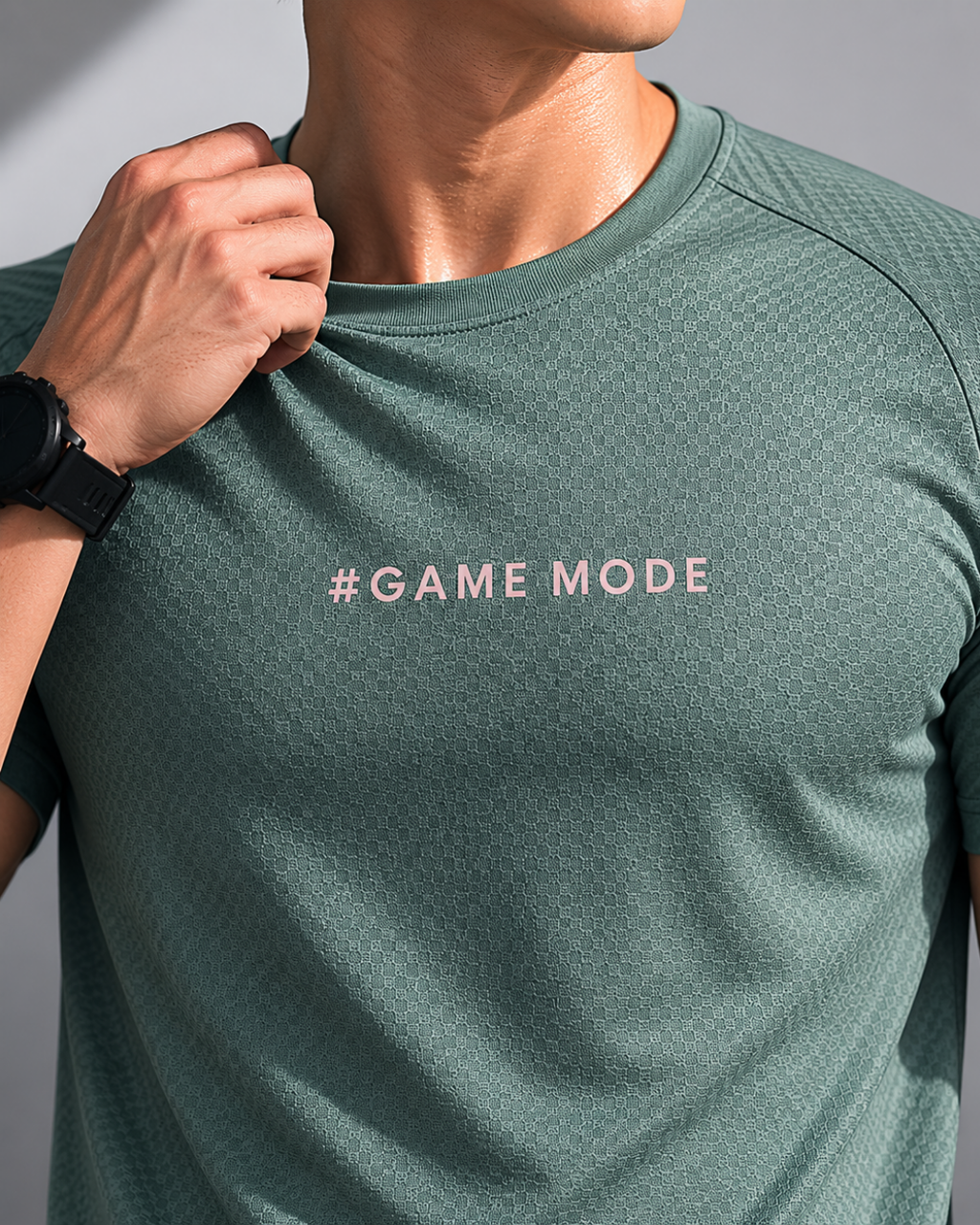 Men's Sports Co-ord Set – #Game Mode | Sage Green & Charcoal
