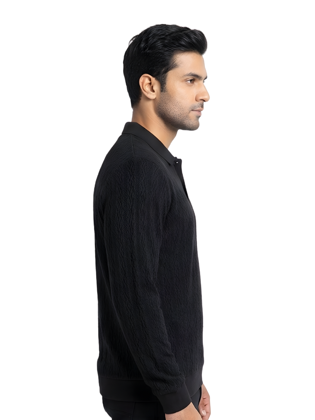 Textured Polo: Black