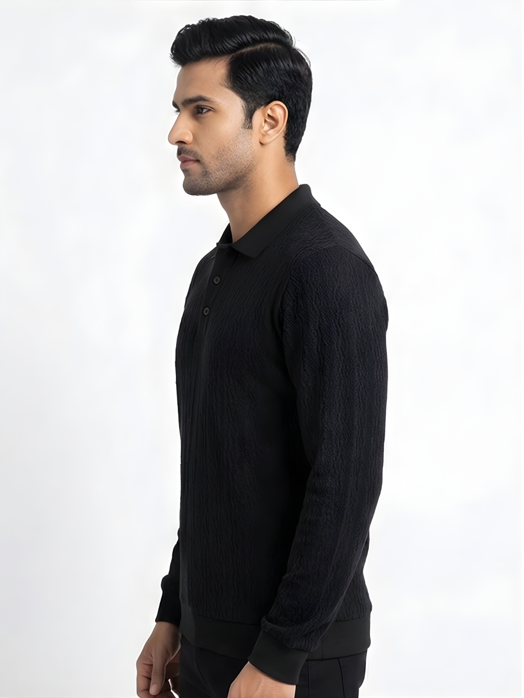 Textured Polo: Black