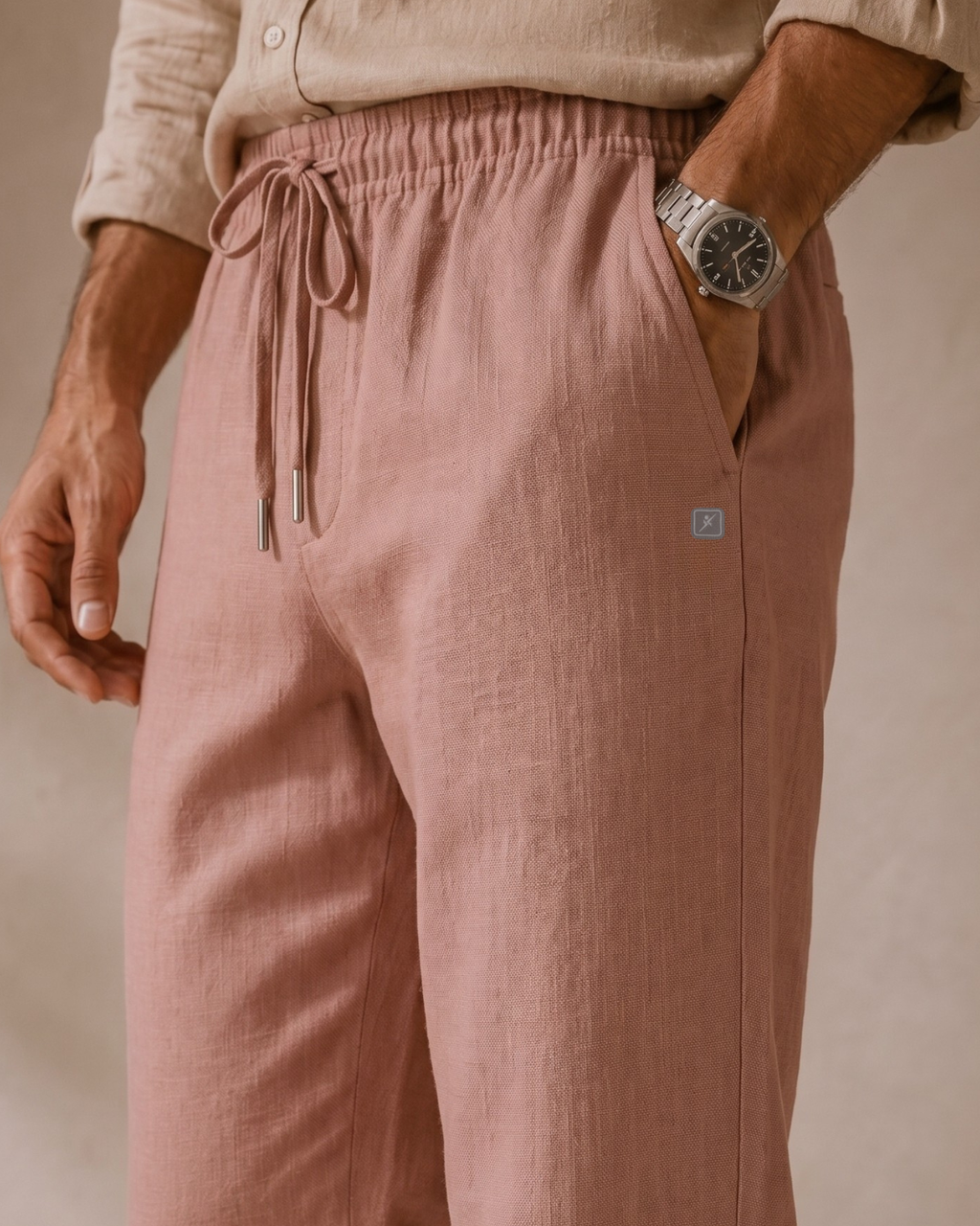 Linen Look Straight Fit Pants white