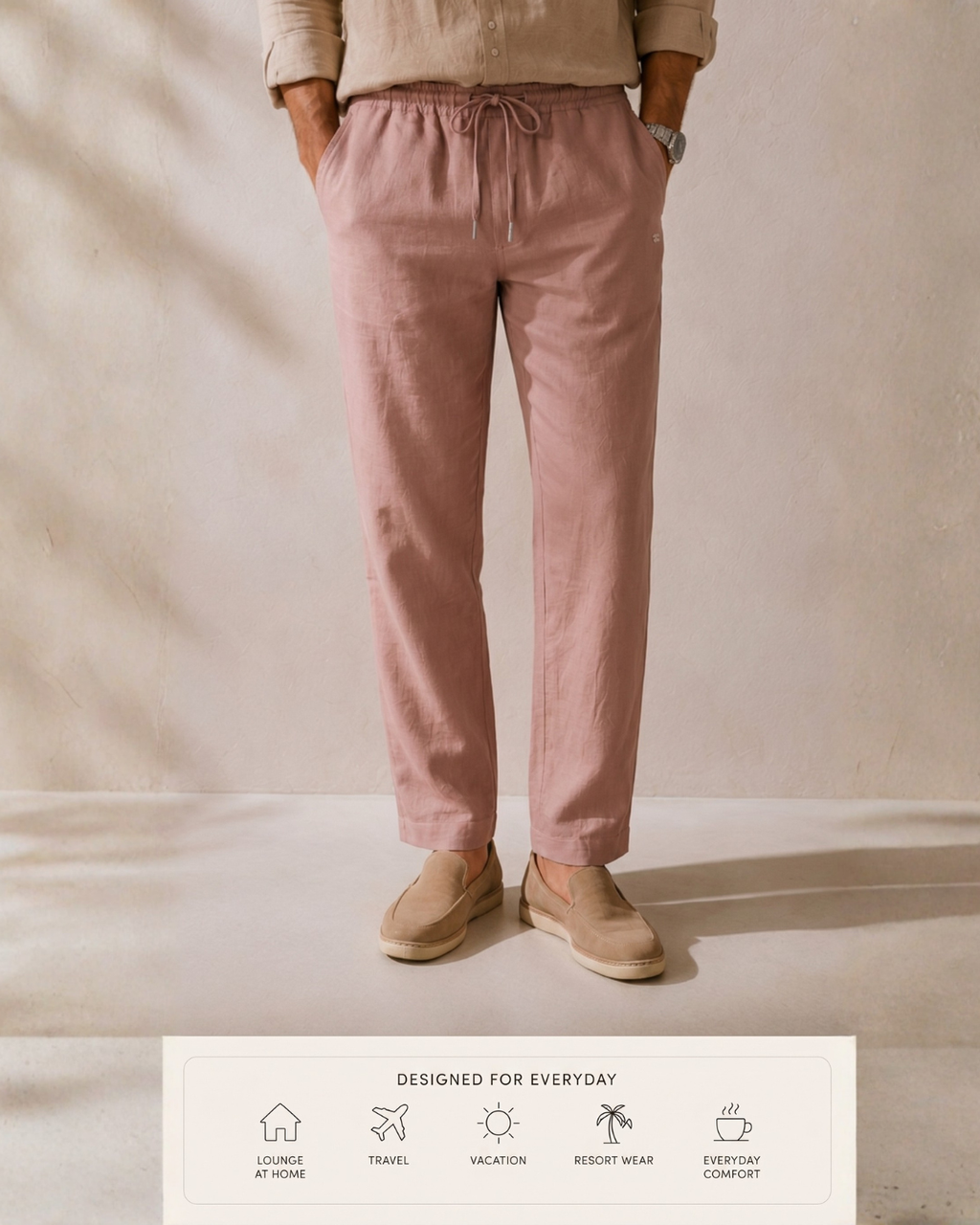 Linen Look Straight Fit Pants white