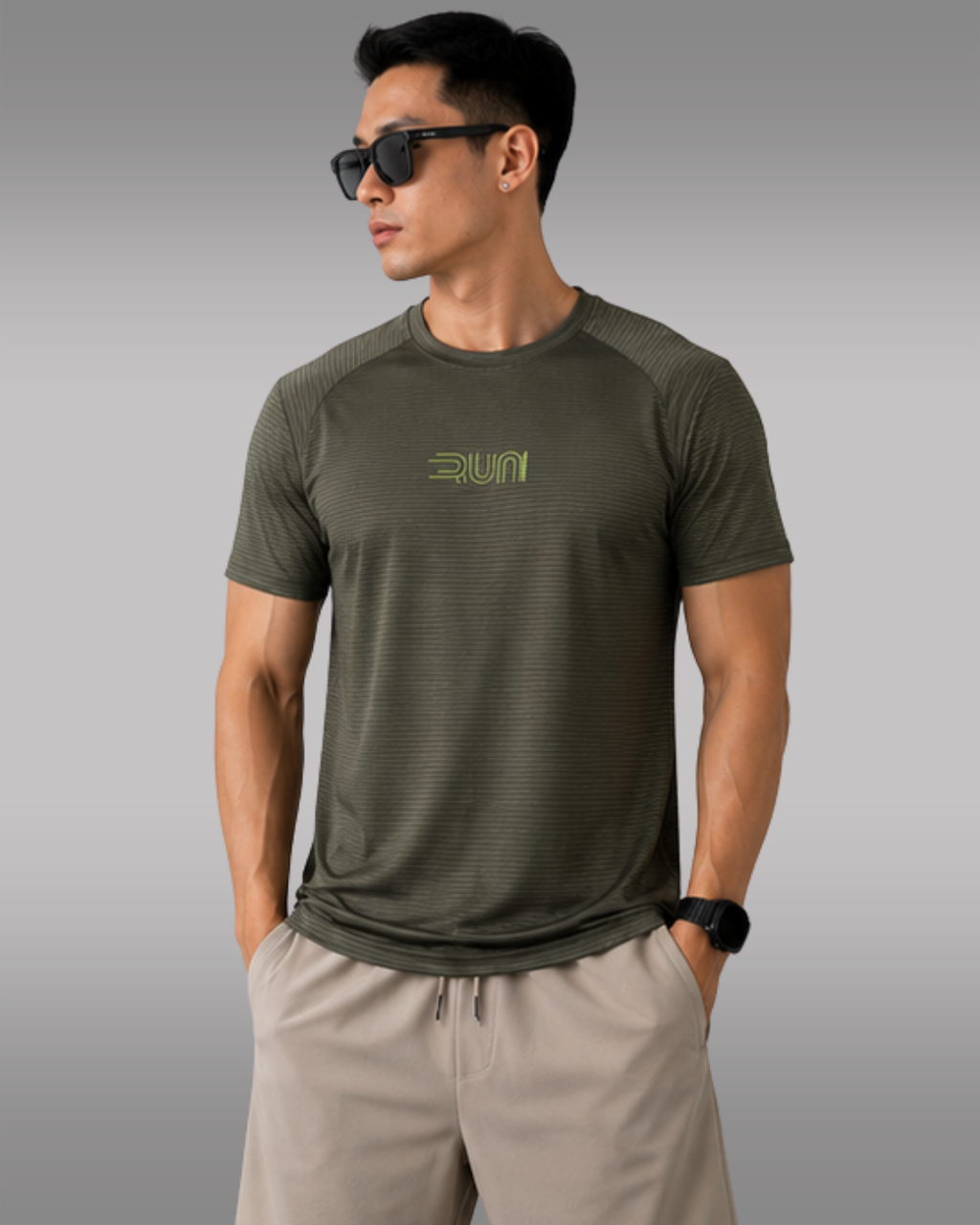 Men's Sports Co-ord Set – RUN Active Squad | Olive Green & Khaki