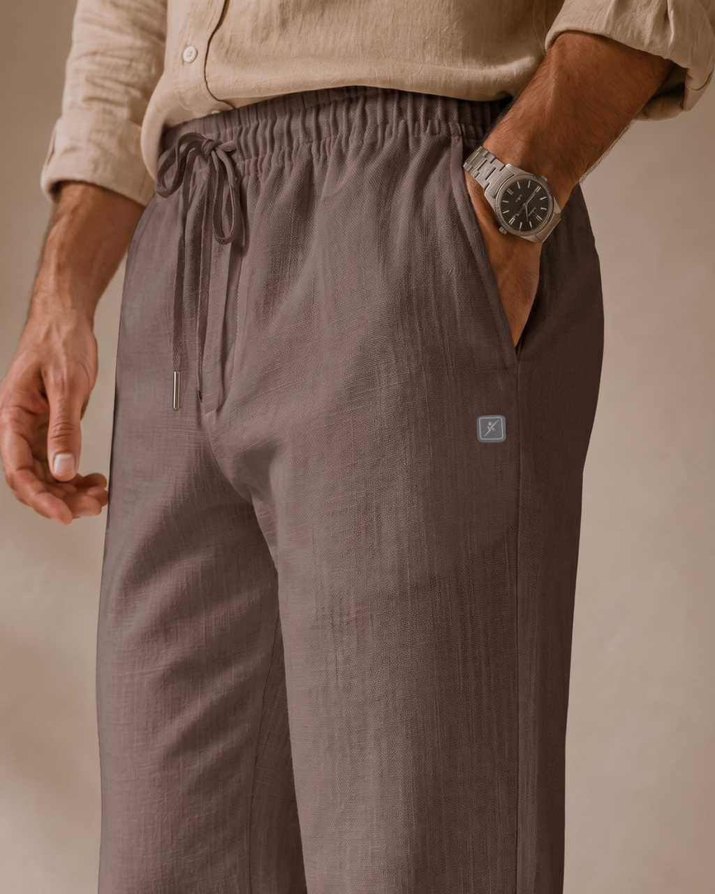 Linen Look Straight Fit Pants white