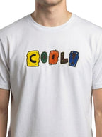 White round neck half sleeves printed T-shirt