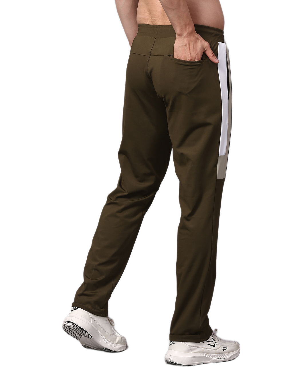 Men's Track Pants Smart Fit Joggers with Side 2 with Back 1 Pockets Active Olive
