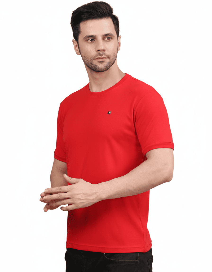 Men's Solid Crew Neck Performance T-Shirt Red