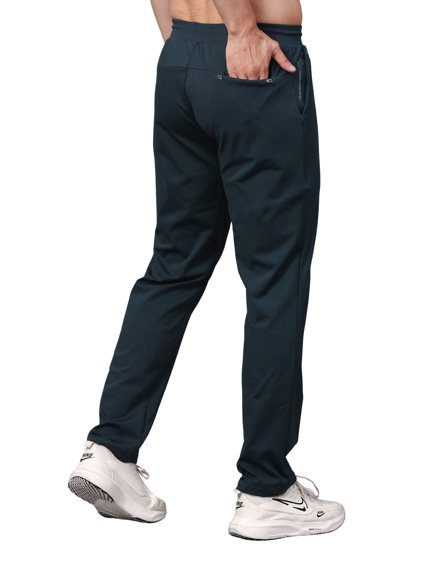Men's Track Pants Slim Fit Joggers for Gen Z with Zipper Pocket Drawsting Teal