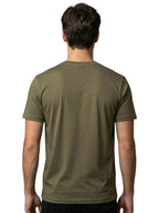 Olive round neck printed T-shirt