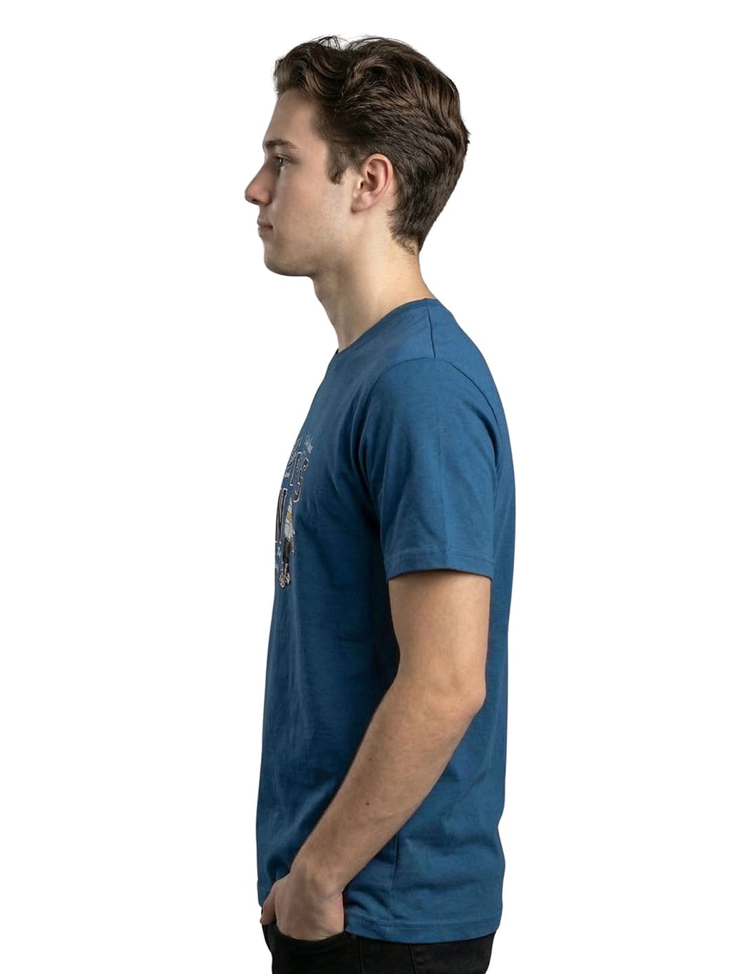 Indigo round neck half sleeves printed T-shirt