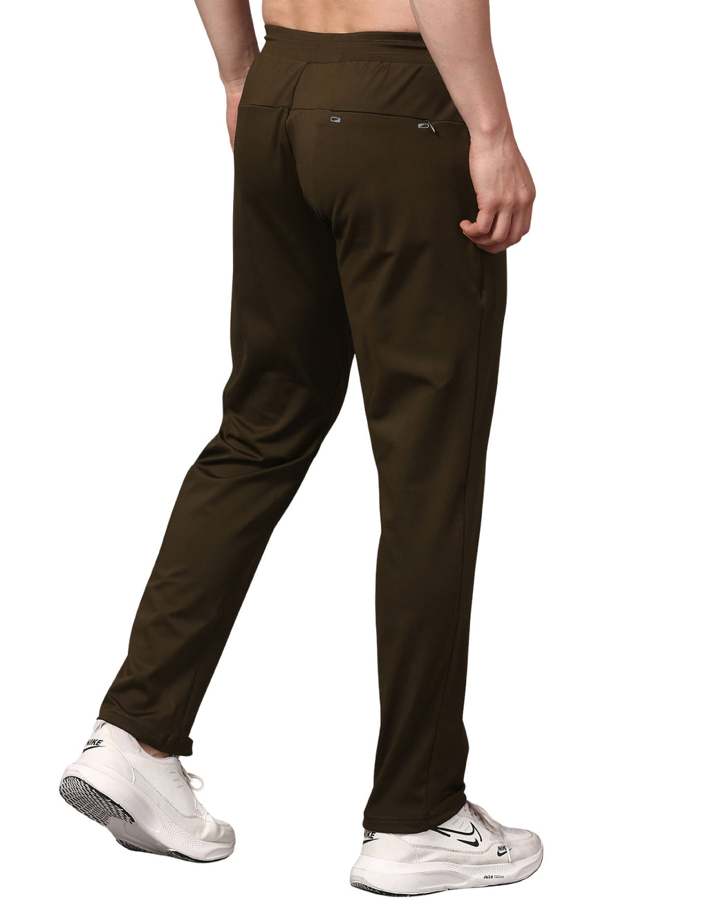 Men's Track Pants Slim Fit Joggers for Gen Z with Zipper Pocket Drawsting Olive