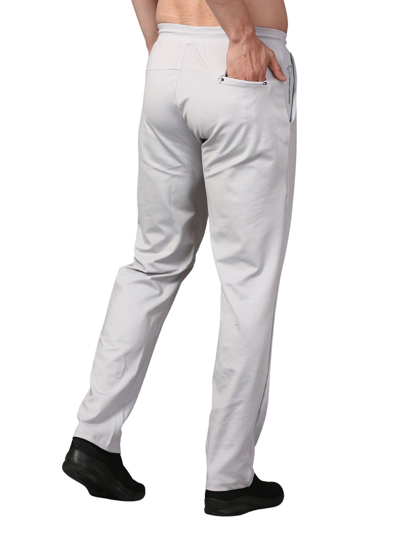 Men's Track Pants Slim Fit Joggers for Gen Z with Zipper Pocket Drawsting Light Grey