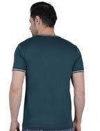 Pretty  Men's Organic Cotton Crew Neck T-Shirt with Striped Trim