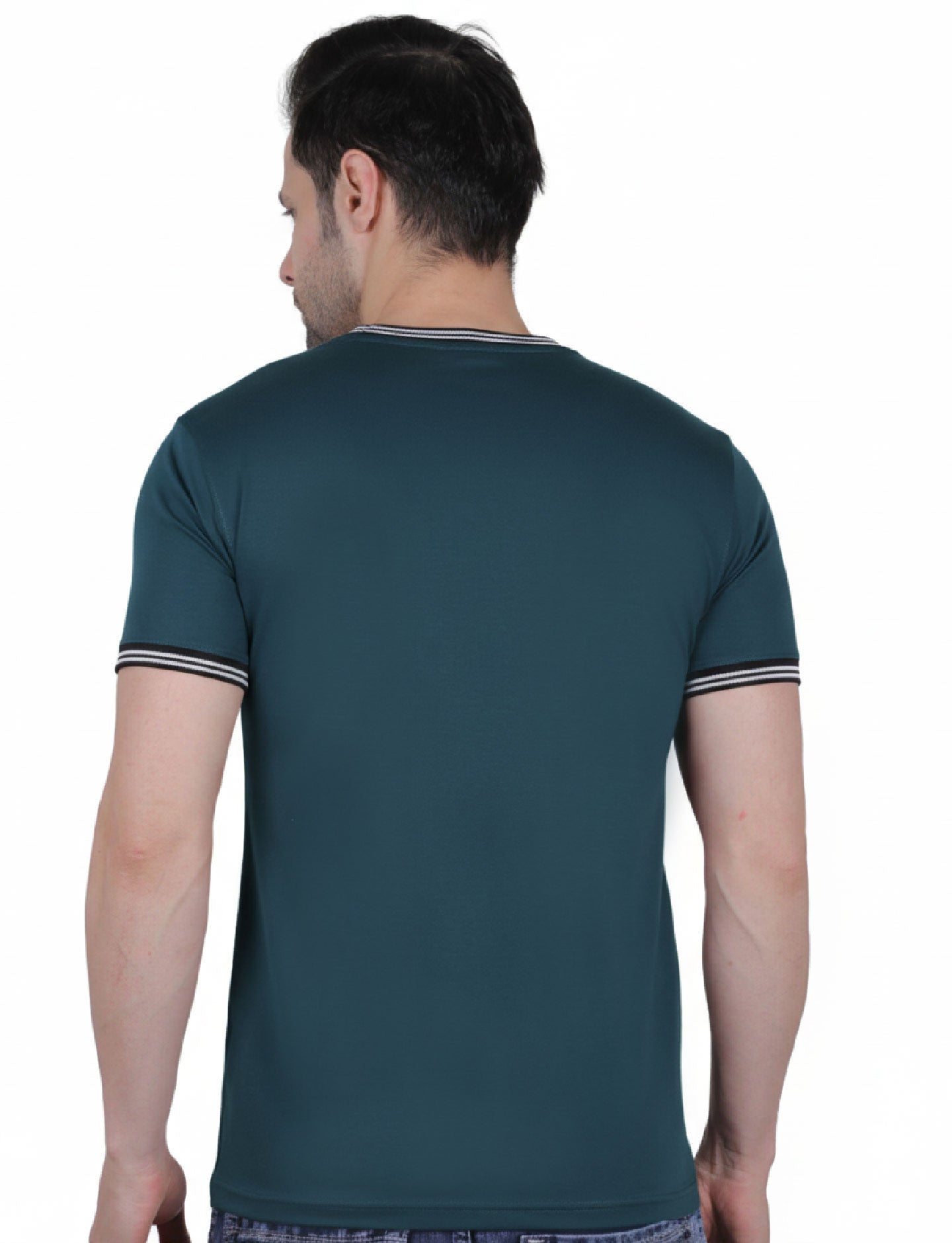 Pretty  Men's Organic Cotton Crew Neck T-Shirt with Striped Trim