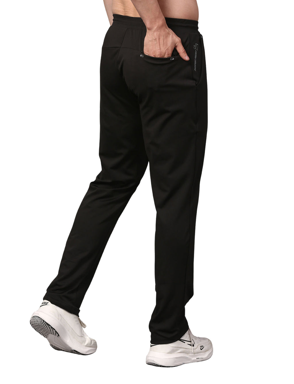 Men's Track Pants Slim Fit Joggers for Gen Z with Zipper Pocket Drawsting Black