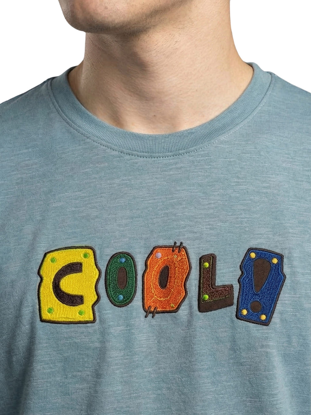 Blue round neck half sleeves T-shirt