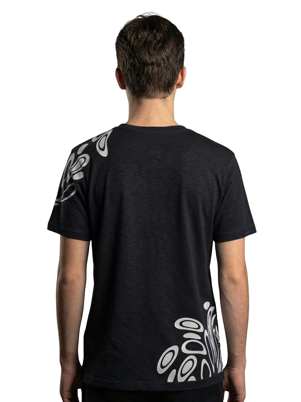 Black round neck printed casual wear T-shirt