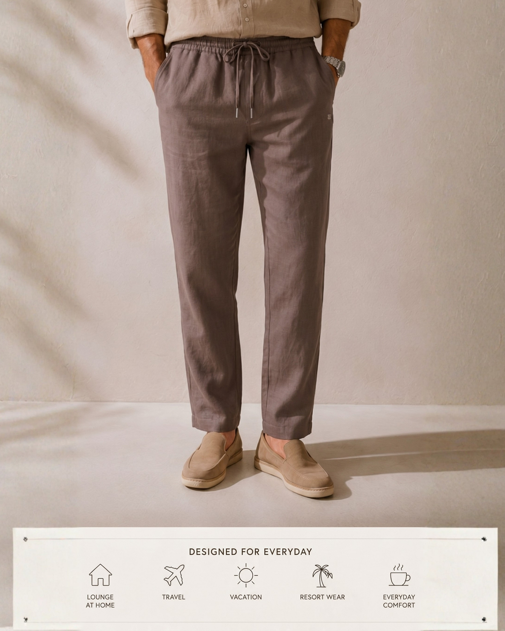 Linen Look Straight Fit Pants white